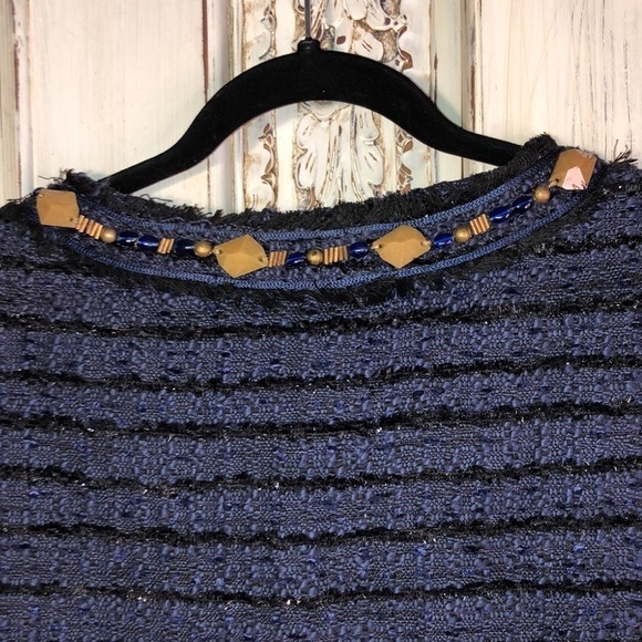Ulla Popken Navy Tweed Long Sleeve Beaded Embellished Jacket Size 20/22 - Picture 10 of 12
